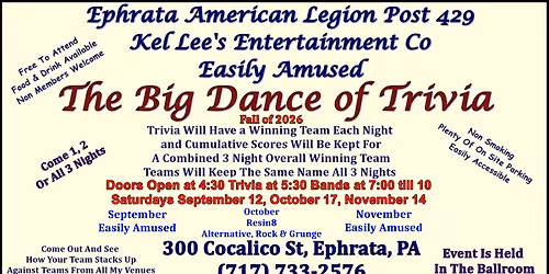 The Big Dance of Trivia Fall of 2026 Ephrata Cloister Legion Post 429 Ephrata