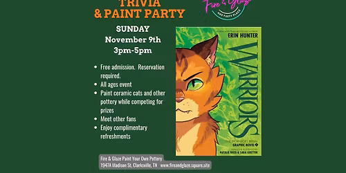 Warrior Cats Fan Party:  Trivia and Pottery Painting