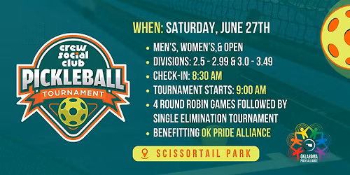 Crew Pickleball Tournament Benefiting OK Pride Alliance