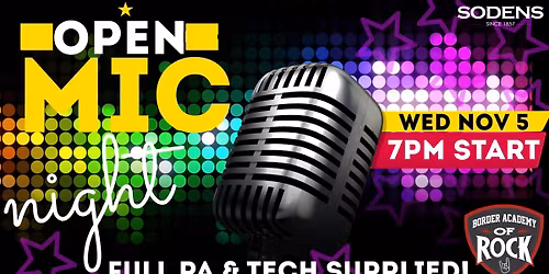 Open Mic Night at Sodens Wednesday November 5!
