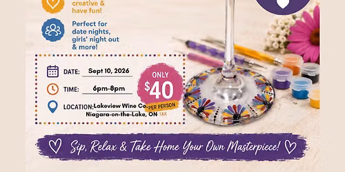 NOTL-Sip, Dot & Unwind -Wine glass Dot-Painting Workshop