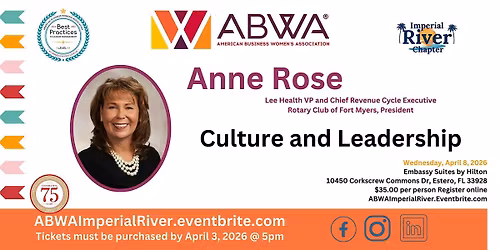 ABWA Imperial River April 8 General and Business Meeting