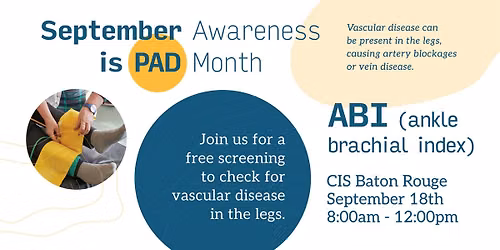 Baton Rouge Free Vascular Screening for PAD Awareness Month