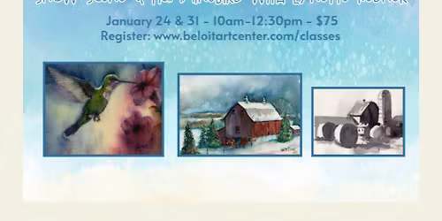 Watercolor 102 Snow Scene & Hummingbird with Lynette Redner