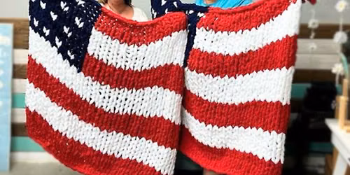 American Flag Chunky Knit Blanket Making
