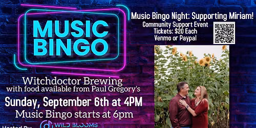 Music Bingo Night: Supporting Miriam!