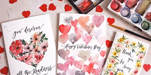 Valentine's Day Watercolour and Brush Calligraphy Cards