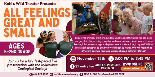 Live Kids Show: All Feelings Great and Small with the Milwaukee Zoological Society!