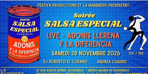 Soir\u00e9e Salsa Especial - Concert Adonis Llerena Y La Diferencia