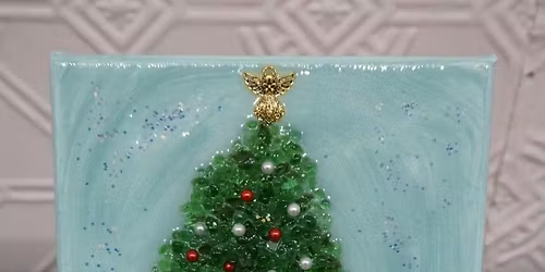 Glass Resin Canvas Christmas Tree Class $40