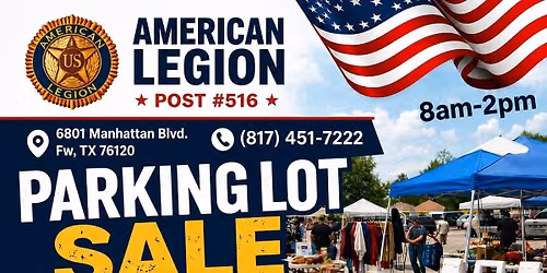 Parking Lot Sale Every Last Saturday of month. 