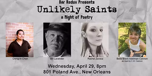 Unlikely Saints: Ching-In Chen, Bill Lavender, Rachel Zavecz, & Belle Brock Adelman-Cannon