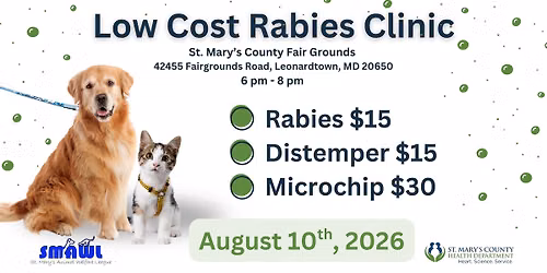 Rabies Clinic with SMAWL @ St. Mary's Fair Grounds