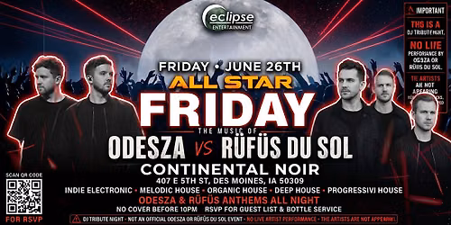 ALL STAR FRIDAY: The Music of ODESZA vs R\u00dcF\u00dcS DU SOL
