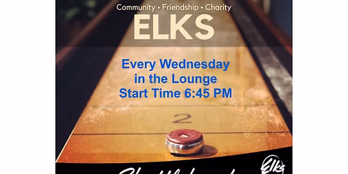 Shuffleboard League Play in the Lounge every Wed at 6:45 PM