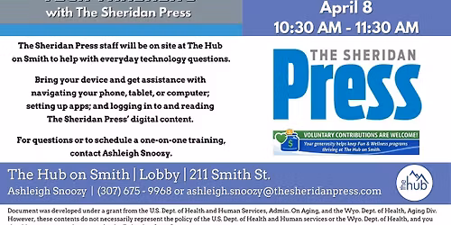 Tech Training w\/ The Sheridan Press @ The Hub on Smith