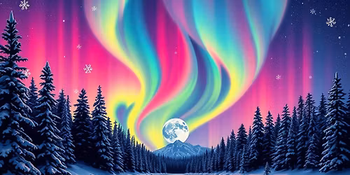 Paint and Sip: Winter Scene with Aurora Borealis