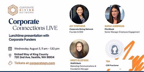 Corporate Connections LIVE  Seattle - luncheon with corporate funders