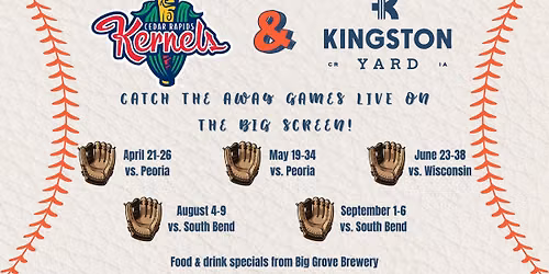 Cedar Rapids Kernels Away Game against Wisconsic