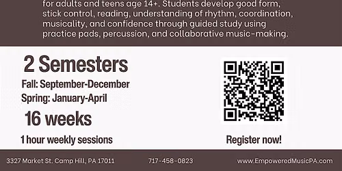 Empowered Drum Studio: Group Classes for Adults and Teens 14+