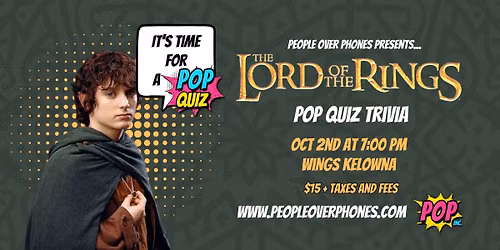 Kelowna- Lord of the Rings Trivia @ Wings Kelowna, October 2nd - 7:00 PM