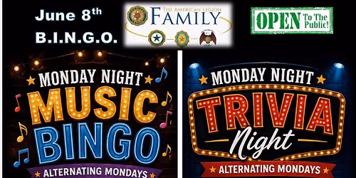 Music Bingo or Trivia Monday Nights @ American Legion Post#99, Foley, AL