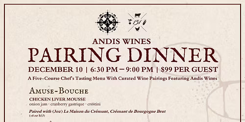 Andis Wines Pairing Dinner