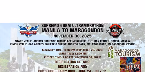 SUPREMO 60KM ULTRAMARATHON MANILA TO MARAGONDON