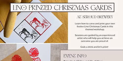 Lino printing, Christmas card workshop - Weds 17th Dec 6:30 - 8-30pm