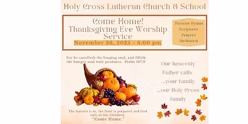 "Come Home" for Thanksgiving Eve Worship