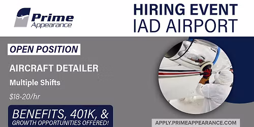 Now Hiring at IAD Airport! IMMEDIATE START, BENEFITS, 401K AND MORE!