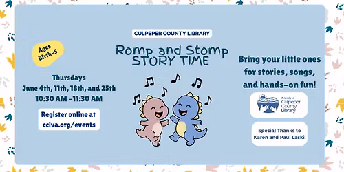 Summer Reading Event: Romp and Stomp Story Time at the Library