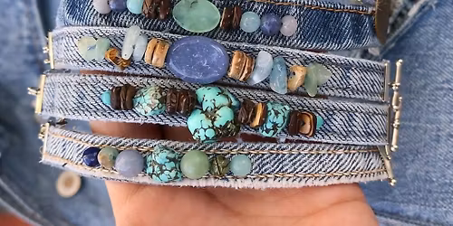 Beaded Denim Cuff Bracelets