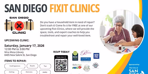 SD Fixit Clinic at Mira Mesa Library