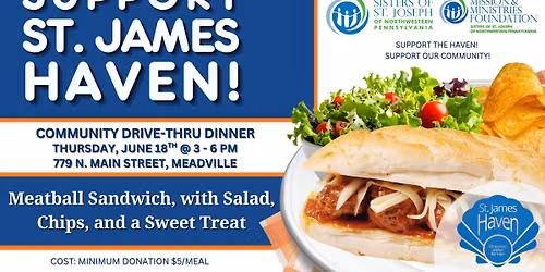 June Fundraiser Drive-Thru Dinner spons by Sisters of St. Joseph and Mission & Ministries Foundation