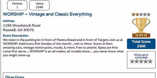 CGCC @ Worship Monthly Car Event