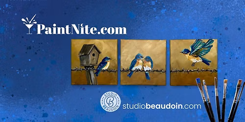 Paint Nite: Blue Bird Triptych