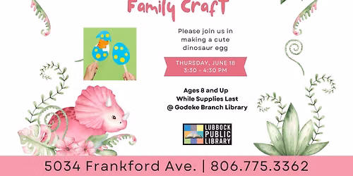 Dinosaur Egg Craft at Godeke Branch Library