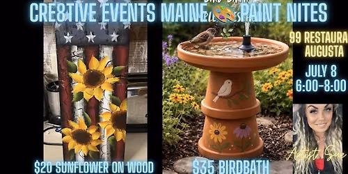 Paint Night- Sunflower on Wood or Birdbath- 99 Restaurant AUGUSTA