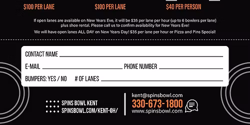 New Year\u2019s Eve Family Party at Spins Bowl Kent 