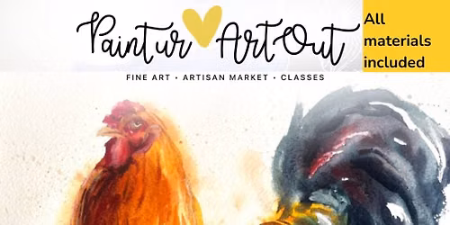 Rooster Watercolour at Glendale Community Hall July 13