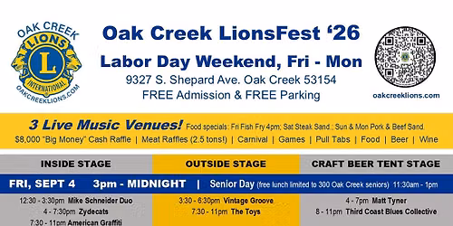 Oak Creek LionsFest - Labor Day Weekend
