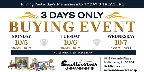 \ud83d\udce3 Sullivan\u2019s Jewelers Estate Buying Event | October 5-7, 2026