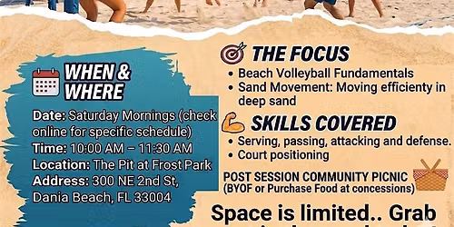 Beach Volleyball: RCBSA  Sept. 19th Adult Beginner Clinic
