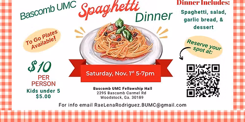 Bascomb UMC Spaghetti Dinner Fundraiser 