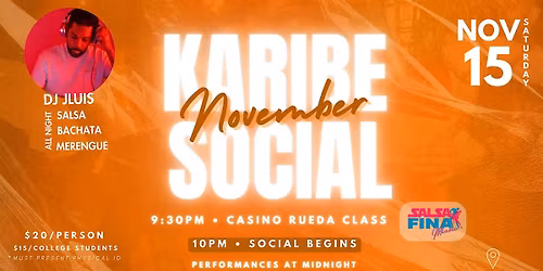 Karibe November Social - Salsa, Bachata, Merengue
