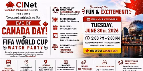 CINet Canada Day Celebration & FIFA World Cup Watch Party 2026!