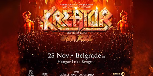 KREATOR + OVERKILL - 25.11 - BELGRADE, Hangar Luka Beograd