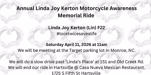 Linda Joy Kerton Annual Motorcycle Awareness Memorial Ride 