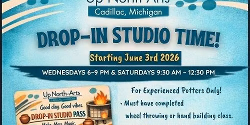 Open Clay Studio! For Members Only Beginning June 3 - Wed 6\u20139 PM & Sat 9:30 AM \u2013 12:30 PM